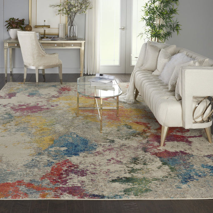 10' X 14' Contemporary Abstract Power Loom Area Rug - Ivory