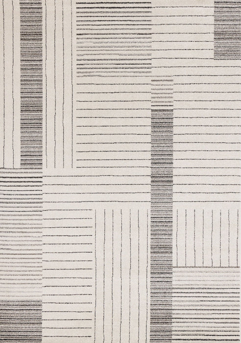 8' X 11' Striped Area Rug (661279) - Ivory / Black