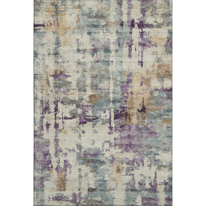 10' X 14' Abstract Washable Area Rug With UV Protection (717134) - Linen / Purple