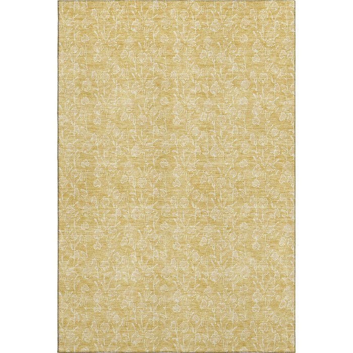 10' X 14' Floral Washable Area Rug With UV Protection (656412) - Gold / Ivory