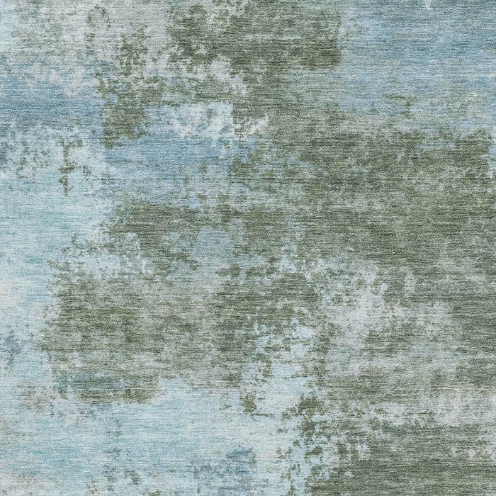 10' X 14' Abstract Washable Area Rug With UV Protection (716905) - Sage / Sky Blue