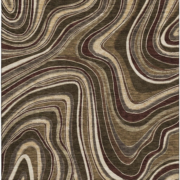 8' X 10' Marble Washable Area Rug With UV Protection - Brown