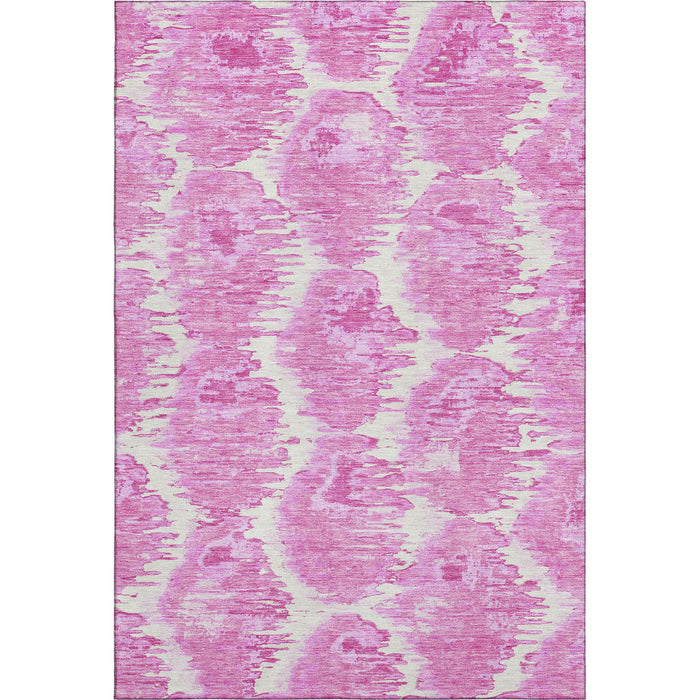 10' X 14' Diamond Washable Area Rug With UV Protection - Pink And Ivory