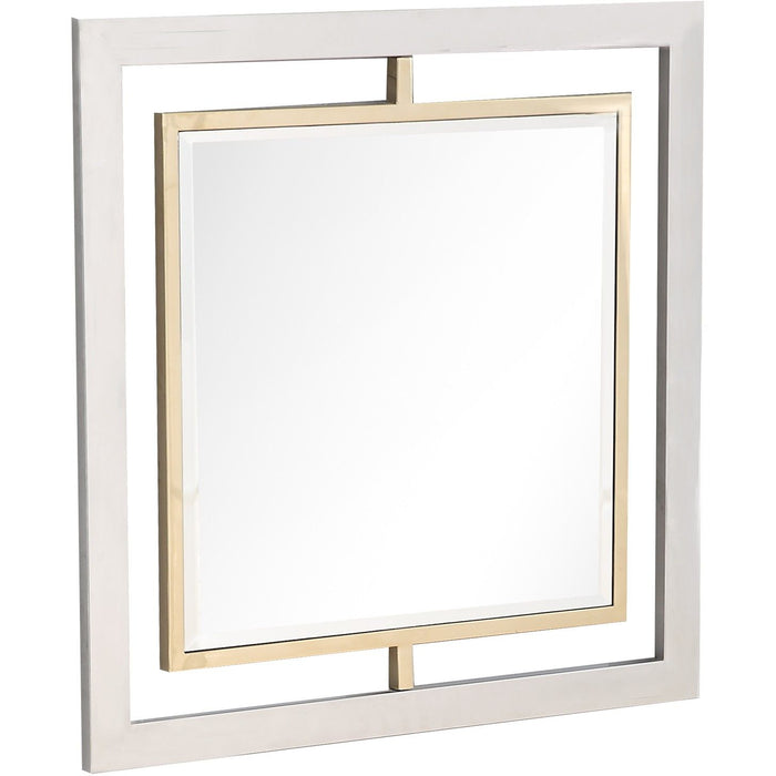 32" Square Steel Framed Accent Mirror - Gold