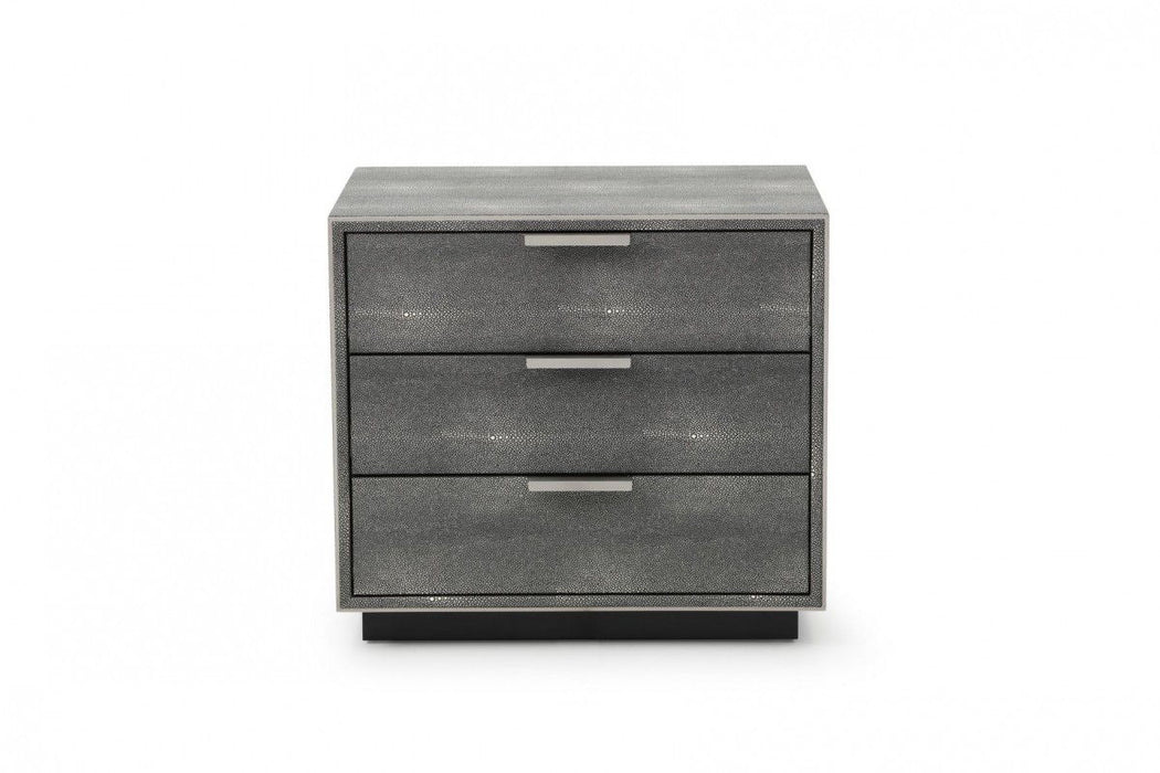 Shagreen Three Drawer Nightstand - Gray