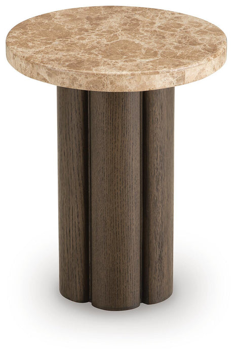 Burnished brown Darimore Chair Side End Table by Signature Design Ashley, featuring a sleek, compact design for living room use.