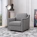 Giga 360-degree swivel armchair with skin-friendly fabric, ergonomic design, and brass nail decorative accents.