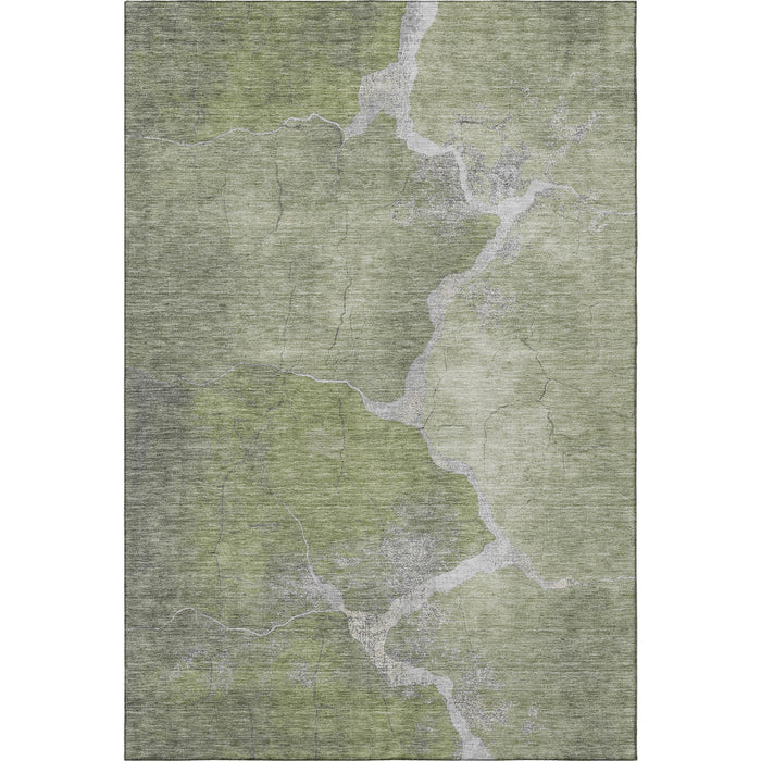 10' X 14' Abstract Washable Area Rug With UV Protection (707017) - Green / Gray