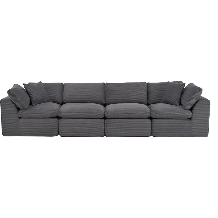 Corduroy Modular Sofa Chaise With Toss Pillows (725198) - Dark Gray