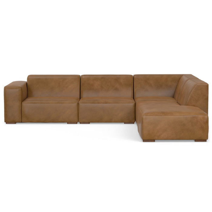 116" 2 Piece Living Room Set Leather Sofa With Ottoman - Brown