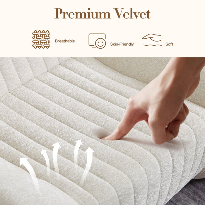 Giga white bean bag chair for adults with soft chenille fabric, cozy lounge sofa for reading or relaxing in living room.