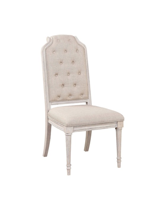 Tufted And Upholstered Fabric Dining Side Chairs (Set of 2) - Antiqued White
