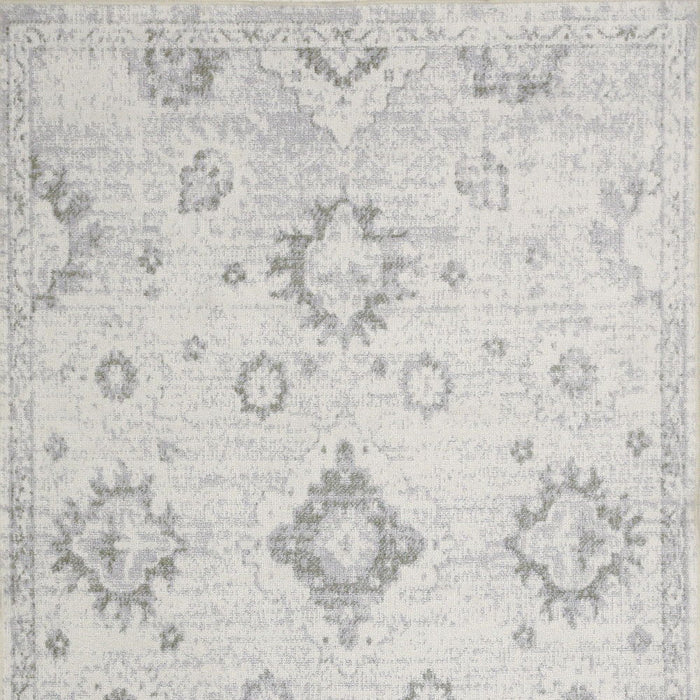 3' X 5' Floral Power Loom Worn Faded Area Rug (573473) - Ivory