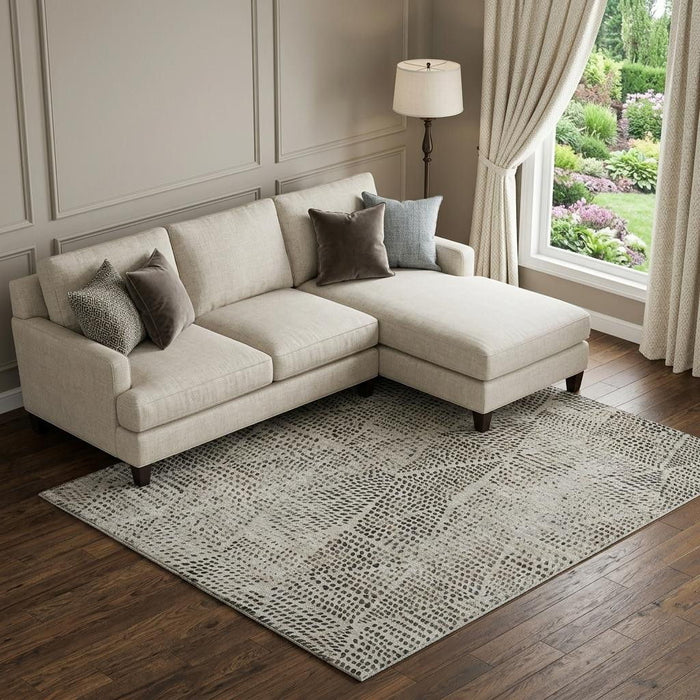 10' X 14' Diamond Washable Area Rug With UV Protection (650578) - Gray / Black