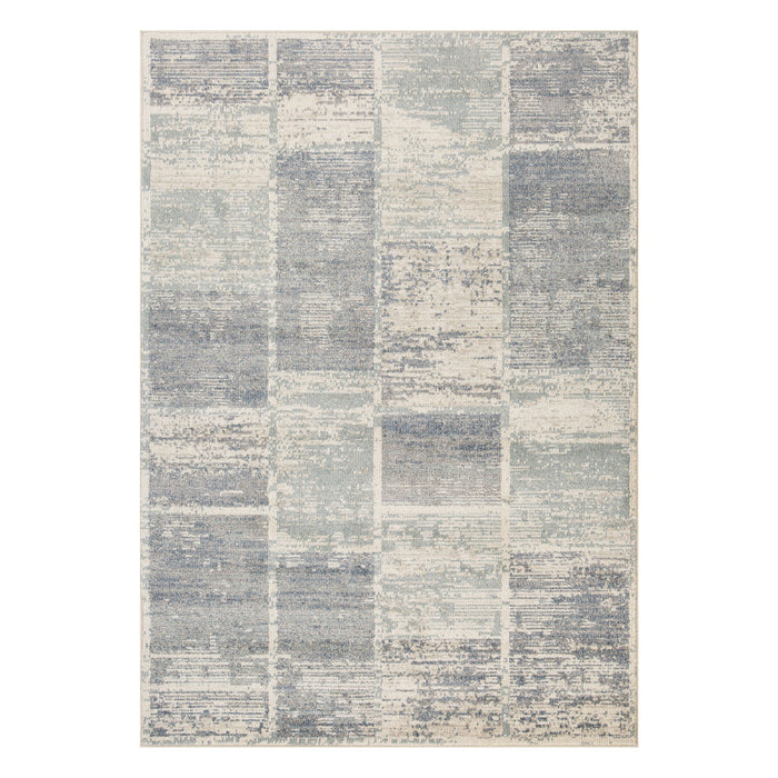 9' x 12' Blue Geometric Power Loom Area Rug - Gray And Light