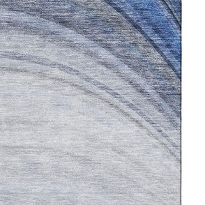 9' X 12' Ombre Washable Area Rug With UV Protection (650301) - Blue / Ivory / Gray