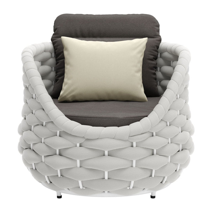 Olefin Barrel Chair And Toss Pillow - Gray And White