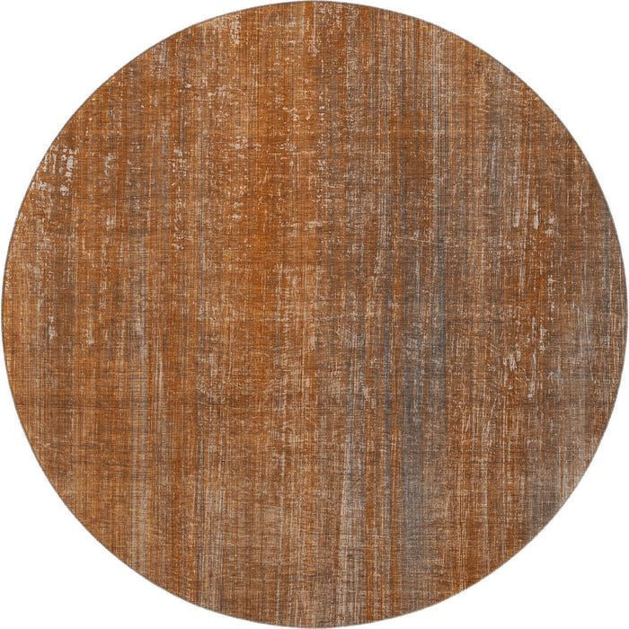 8' Striped Washable Round Rug With UV Protection (648751) - Rust / Gray