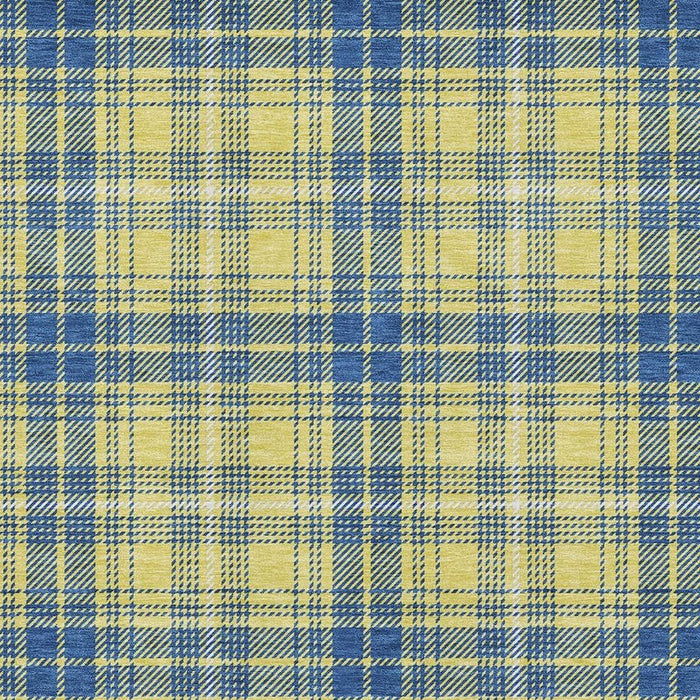 10' X 14' Plaid Washable Area Rug With UV Protection (678269) - Yellow / Ivory / Blue