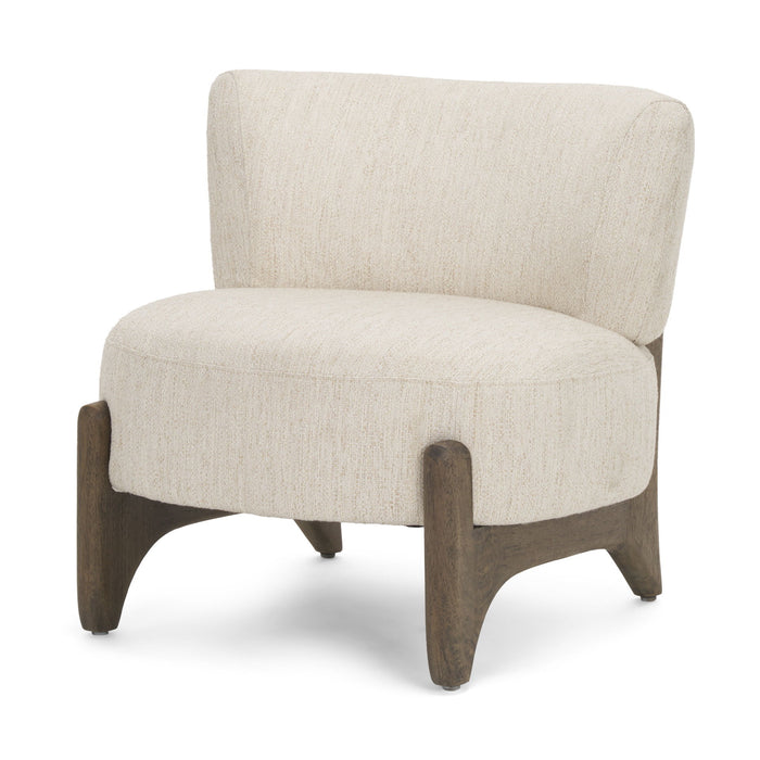 Upholstery And Solid Wood Slipper Chair - Cream / Dark Brown