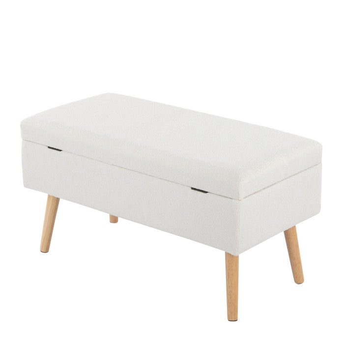 Storage - Bench - Natural Wood, Cream Fabric