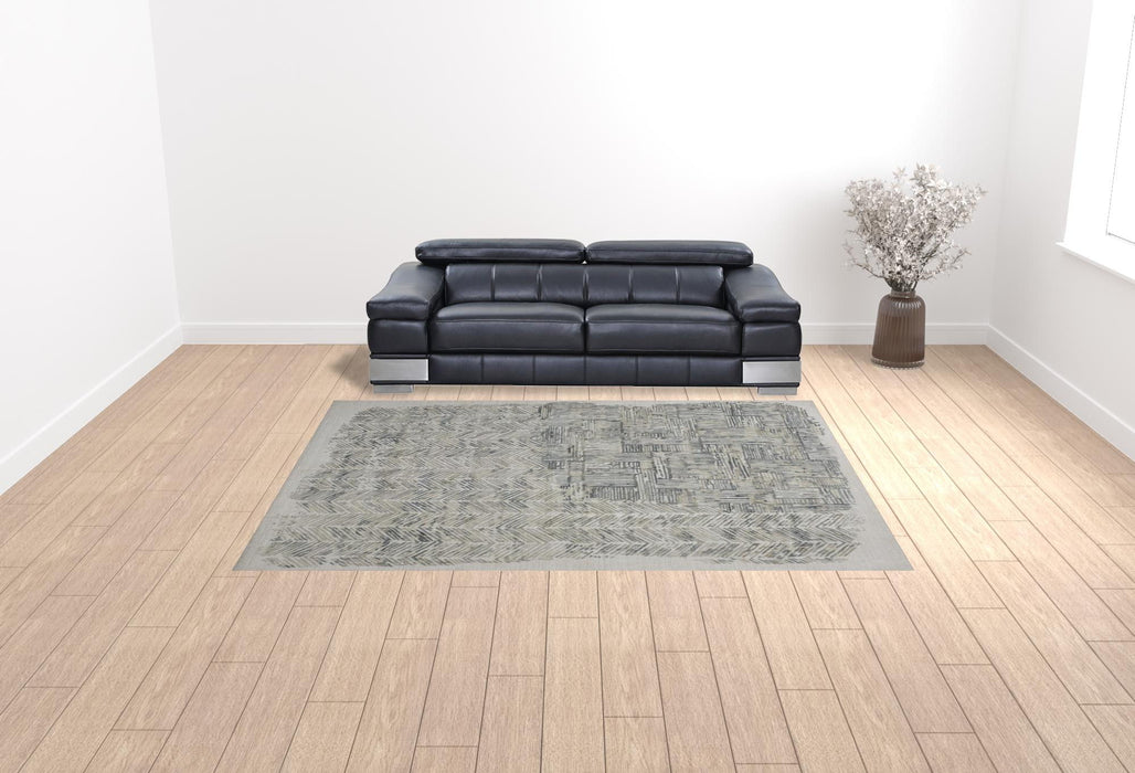 9' x 12' Abstract Hand Woven Area Rug - Green Blue And Ivory