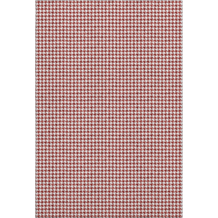9' X 12' Houndstooth Washable Area Rug With UV Protection (645156) - Red / White