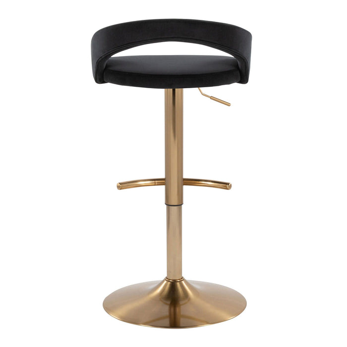 Grotto - Upholstered Adjustable Barstool - Gold Metal Base