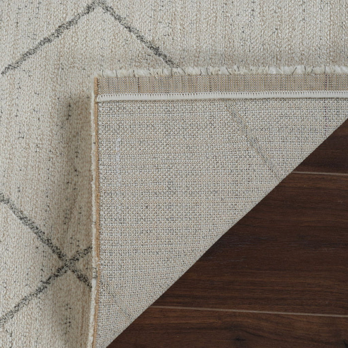 7.9' x 7.9' Abstract Distressed Polyester Area Rug - Cream And Beige