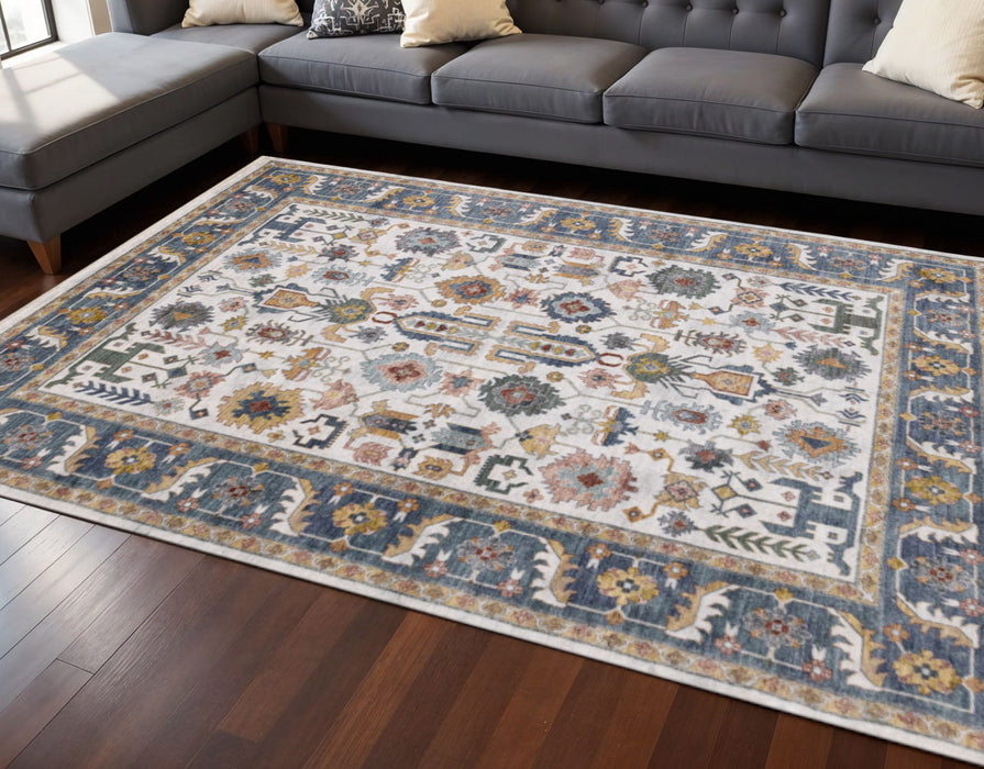8' X 10' Medallion Area Rug (660204) - Cream / Blue / Green