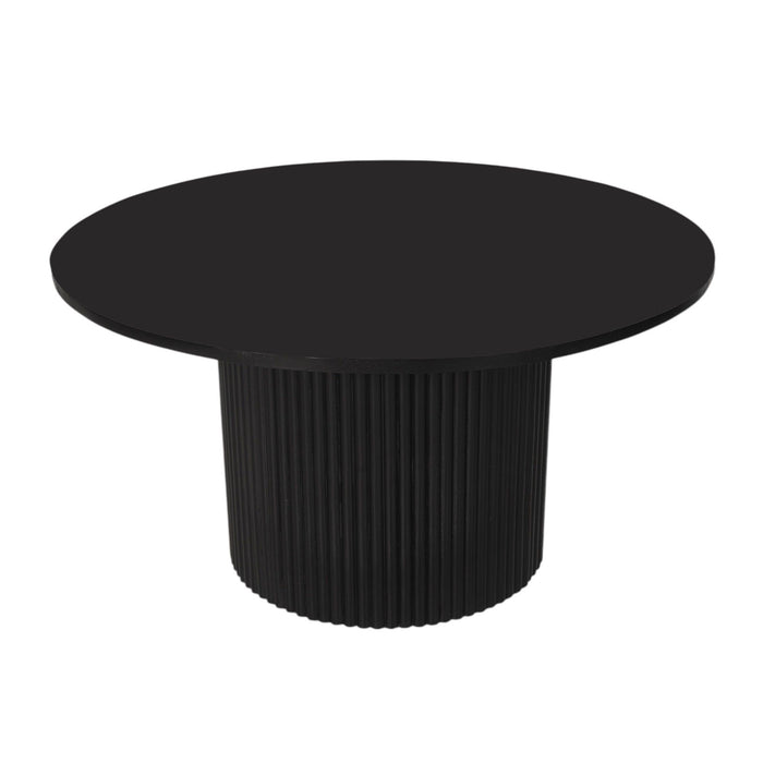 36" Solid Wood Round Pedestal Coffee Table - Black