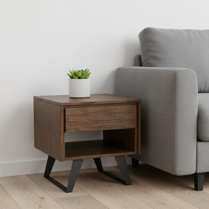 22" Metal Square End Table - Brown