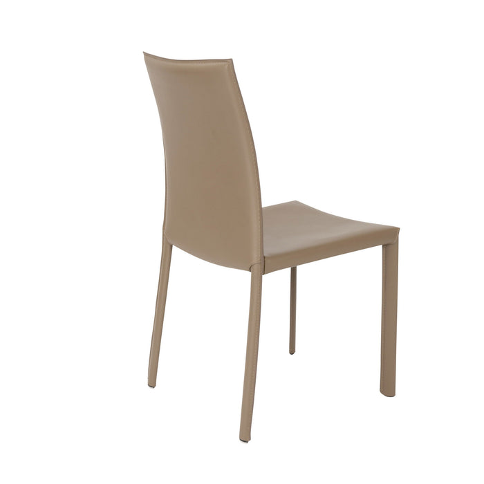 Upholstered Leather Dining Side Chairs (Set of 2) - Taupe