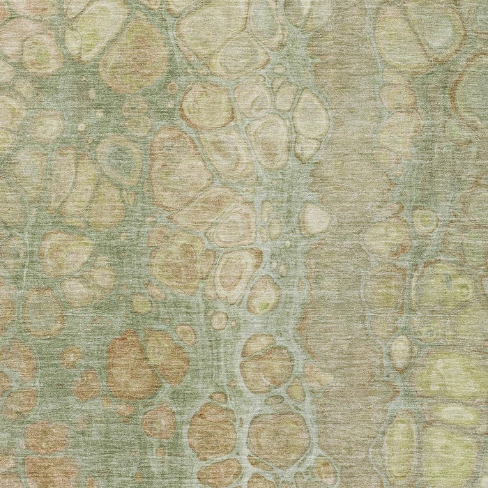 10' X 14' Abstract Washable Area Rug With UV Protection (708826) - Artichoke Green / Gray / Beige