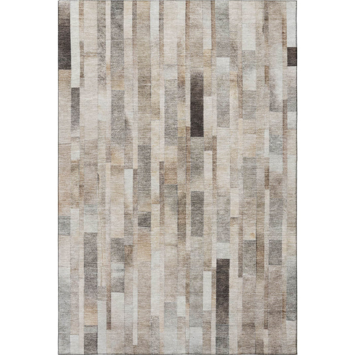 10' X 14' Striped Washable Area Rug With UV Protection (695366) - Taupe / Ivory / Gray