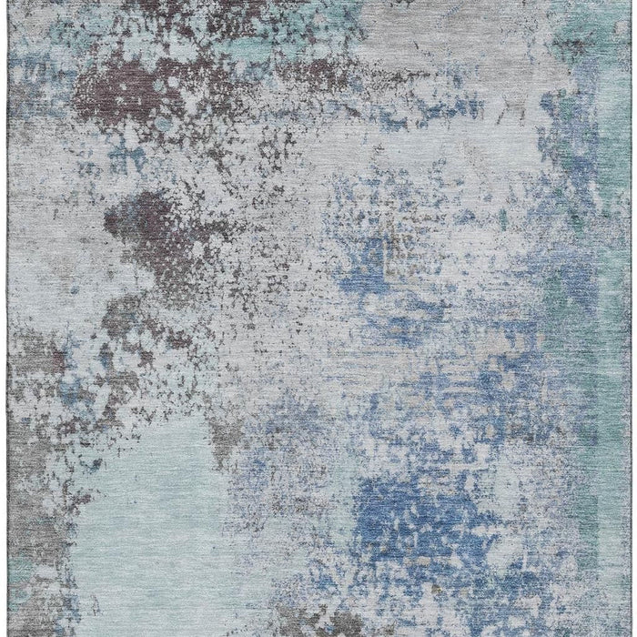 10' X 14' Abstract Washable Area Rug With UV Protection (717080) - Turquoise / Gray