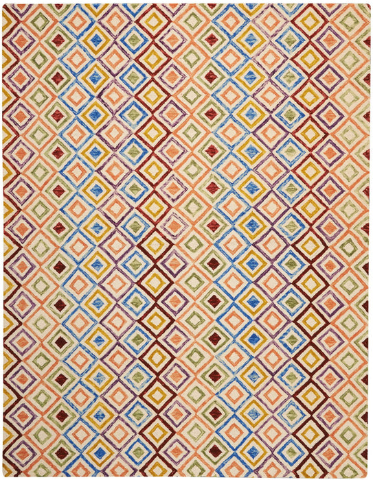 8' X 11' Wool Geometric Hand Tufted Area Rug - Ivory