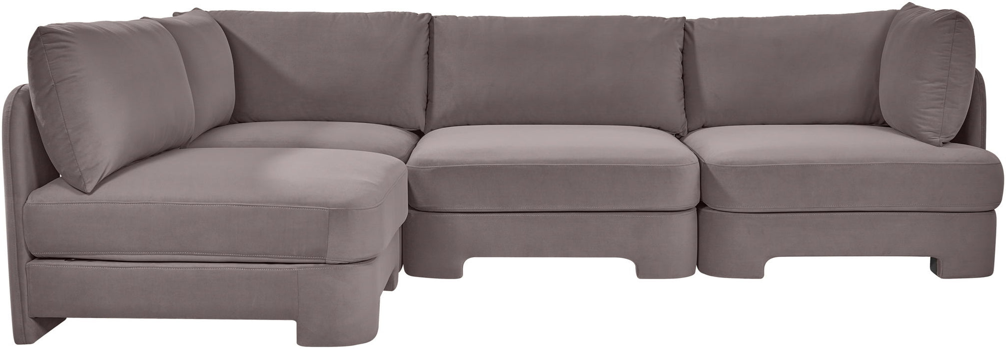 Meridian Furniture Hammond velvet performance fabric 4-piece armless sectional sofa with plush upholstery and modern design.