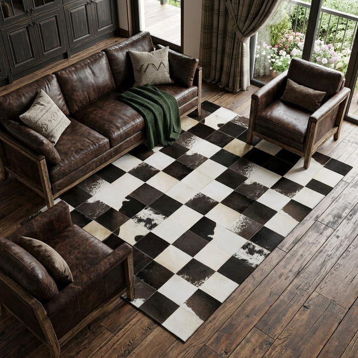 10' X 14' Patchwork Washable Area Rug With UV Protection (644742) - Black / Ivory / Beige