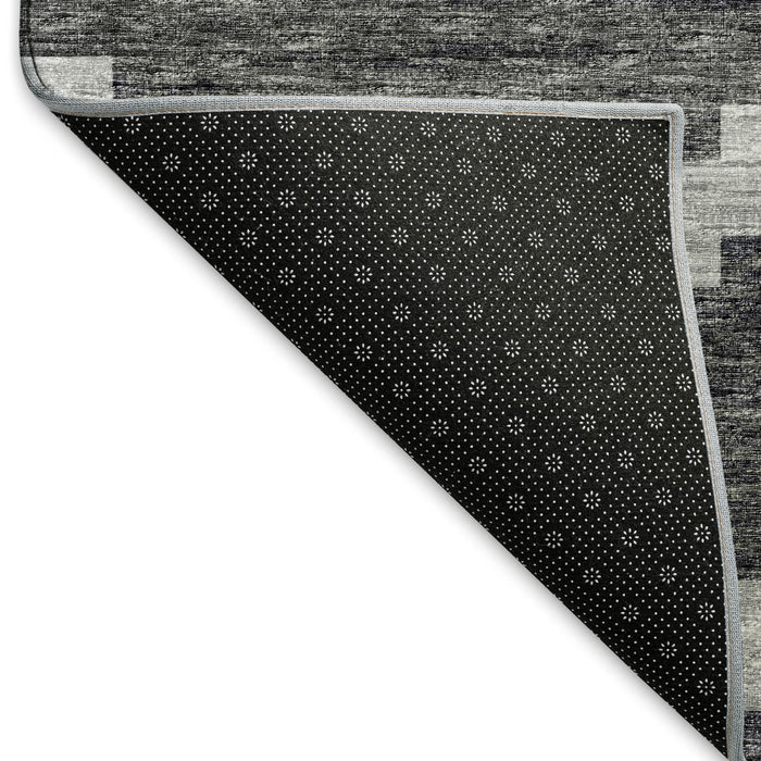 9' X 12' Tribal Washable Area Rug With UV Protection - Gray