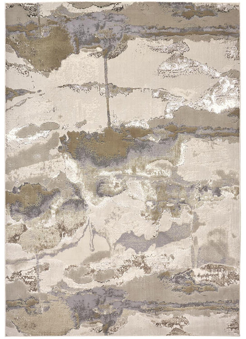 13' x 20' Modern Abstract Area Rug - Gray And Ivory