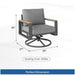 Gray Giga all-weather swivel patio dining chairs with cushions, featuring a modern design and comfortable seating.