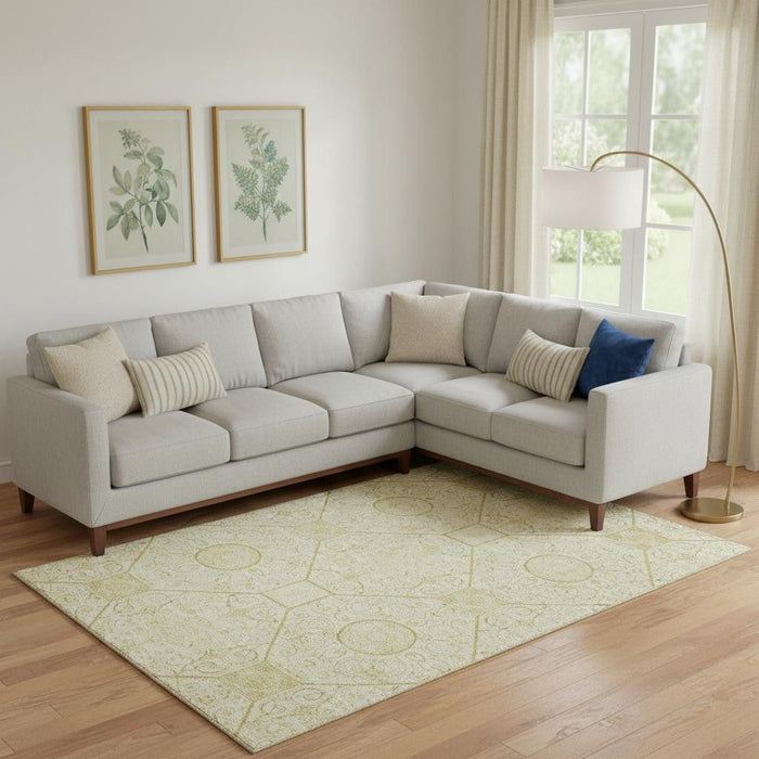 10' X 14' Geometric Washable Area Rug With UV Protection (700047) - Wheat / Gold