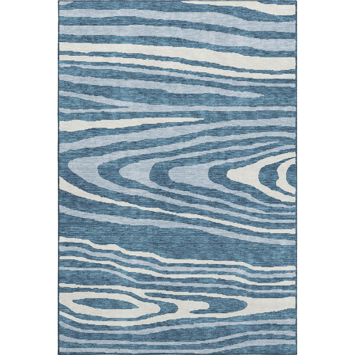 10' X 14' Woodland Lodge Washable Area Rug With UV Protection (676986) - Navy Blue / Ivory