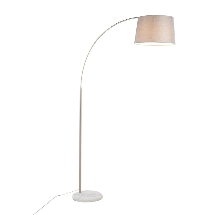 March - Floor Lamp - White Marble And Nickel