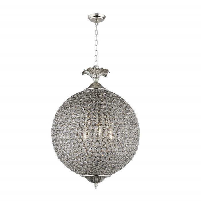 Unique Statement Three Light Metal Crystal Glass Chandelier With Shades - Silver