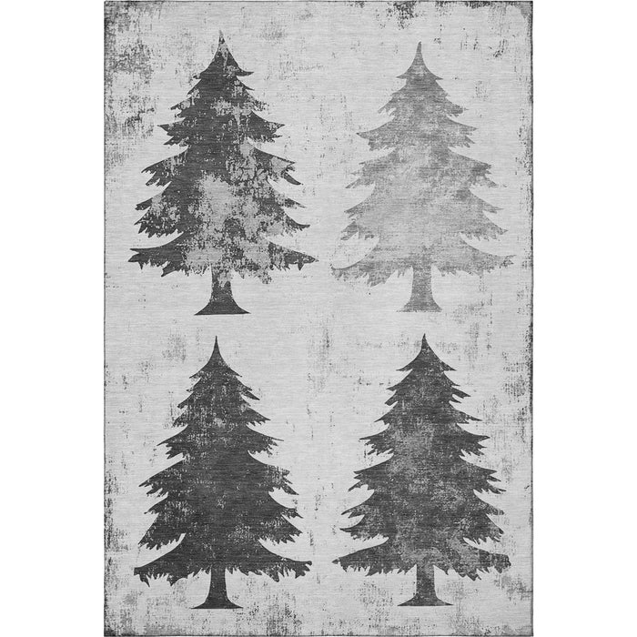 10' X 14' Floral Washable Area Rug With UV Protection (701671) - Gray / Charcoal