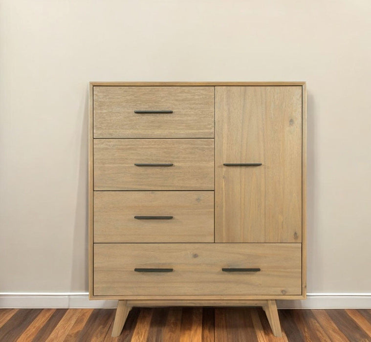 Solid Wood Four Drawer Gentlemans Chest - Walnut