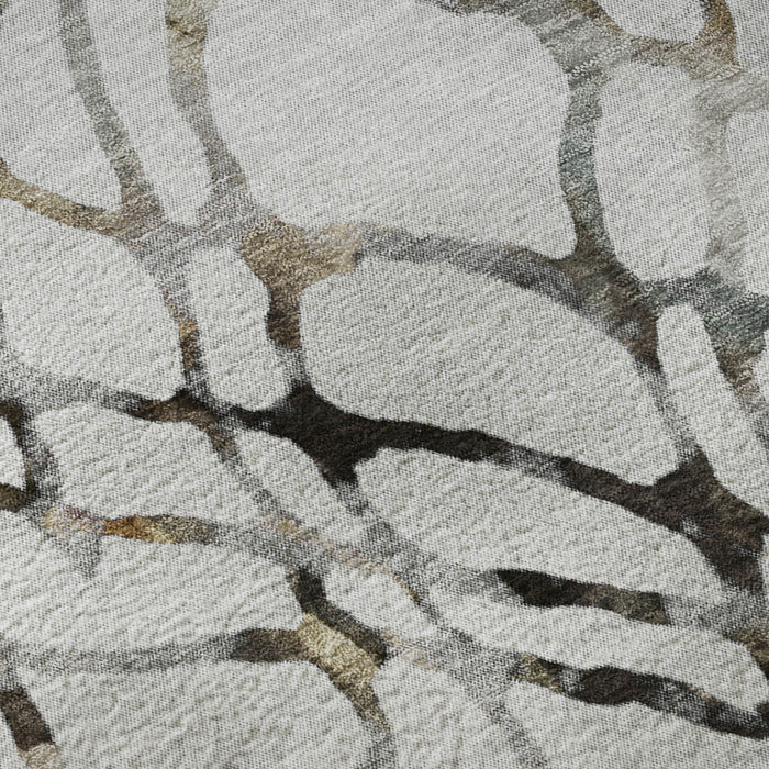 9' X 12' Abstract Washable Area Rug With UV Protection (651129) - Silver / Gray / Brown