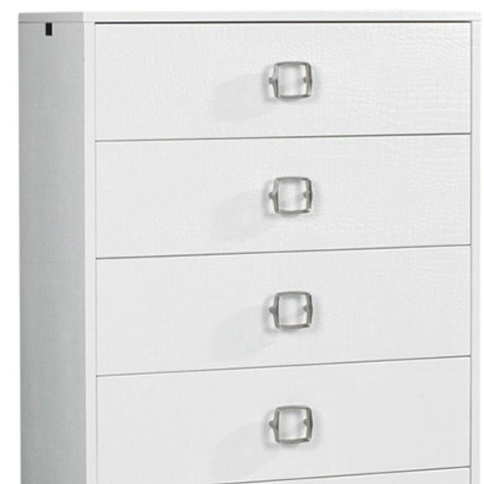 Solid Wood Stainless Steel Six Drawer Chest - White
